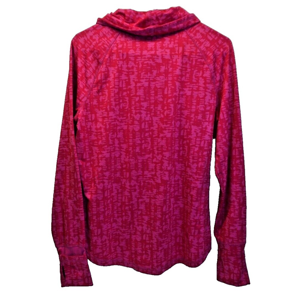 Exertek Women's Athletic Top Size L Pink Cowl Neck Thumbholes Sleeve Mittens